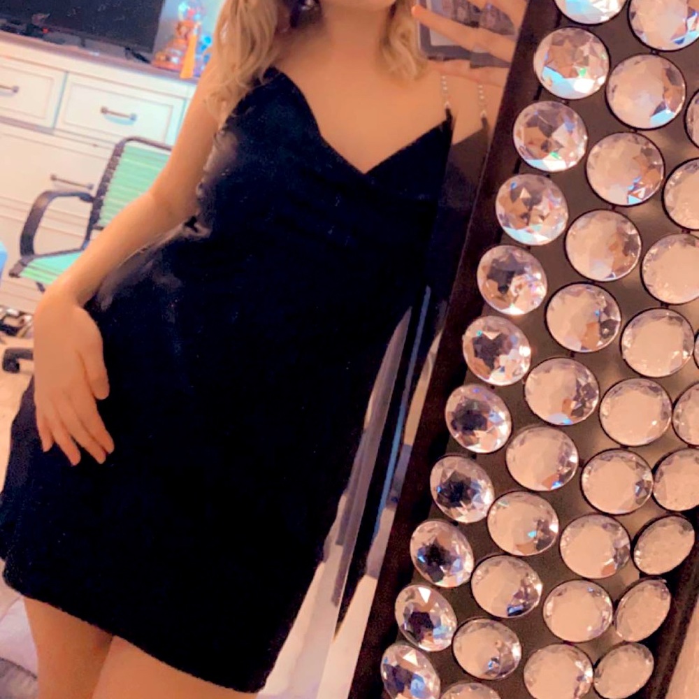 Black mini rhinestone dress